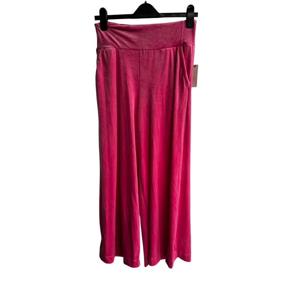Anthropologie Saturday Sunday Pink Velour Wide Leg Lounge Pants M